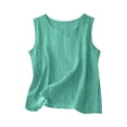 thumbnail image 1 of Cotton Linen Tank Tops for Women Solid Casual Summer Gauze Shirt Basic Sleeveless V Neck Loose Vest Beach Vacation Clothes, 1 of 4