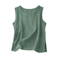 thumbnail image 1 of Cotton Linen Tank Tops for Women Solid Casual Summer Gauze Shirt Basic Sleeveless V Neck Loose Vest Beach Vacation Clothes, 1 of 5