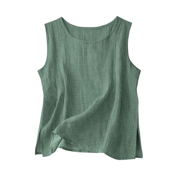 Cotton Linen Tank Tops for Women Solid Casual Summer Gauze Shirt Basic Sleeveless V Neck Loose Vest Beach Vacation Clothes