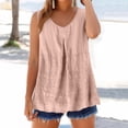 thumbnail image 1 of Cotton Linen Tank Tops for Womens Summer Sleeveless Crewneck Blouse Casual Solid Color Loose Outdoor Basic Shirt Pink L, 1 of 5