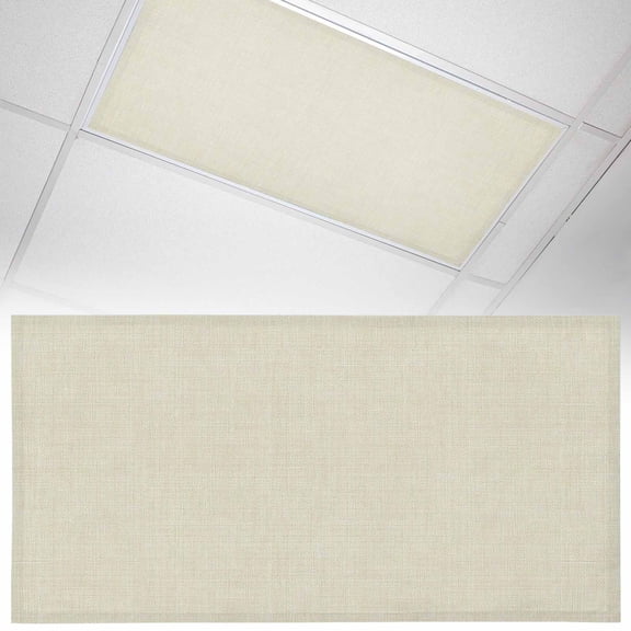 Cotton Linen Texture Fluorescent Light Covers Contemporary Beige Background Magnetic Light Filters Ceiling Lighting Panel Shade for Classroom Office Home 2 x 4 ft, 1 Pack