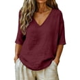 thumbnail image 1 of Cotton Linen Tops For Women，Cotton Gauze Tops For Women Womens Cotton Shirts Peasant Tops For Women Cotton Linen Shirts For Women Linen Tops For Women Womens Linen Tunic Tops Summer Shirts, 1 of 7