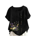 thumbnail image 1 of Cotton Linen Tops for Women, Womens Summer Tops Casual Short Sleeve Crew Neck Shirts Business Dressy Work Blouses, 1 of 5