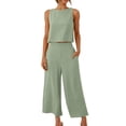thumbnail image 1 of Cotton Linen Two Piece Sets for Women 2025 Wide Leg Two Piece Pants Set Casual Tank Tops Two Piece Outfits Summer Lounge Set, Limited Time Offer, 1 of 6