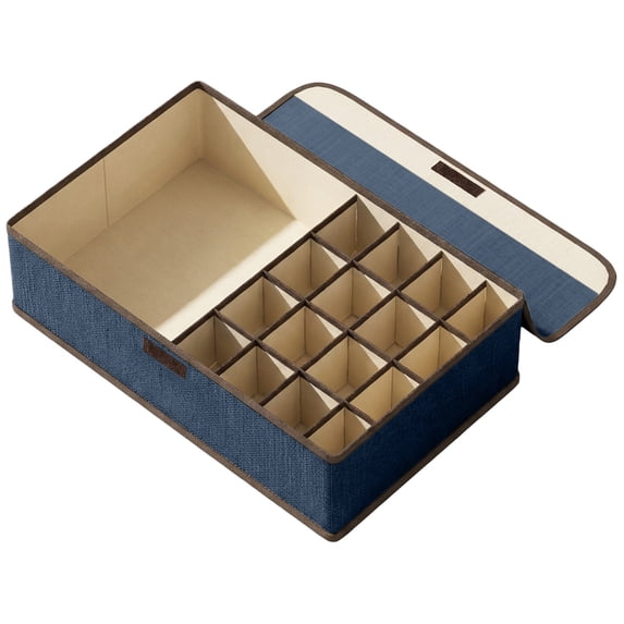 Cotton Linen Underwear And Sock Organizer with Lid, Foldable Drawer Divider, 2 Sizes Available, 17.3"X11.4"X4.9" Storage for Bras, Accessories, Cotton And Linen Underwear Storage Box *1 Piece