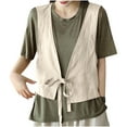 thumbnail image 1 of Cotton Linen Vest for Women Sleeveless Blazers Oversized Lightweight Cardigans Summer Tie Up Front Jacket Waistcoat, 1 of 6