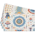 thumbnail image 1 of Cotton Linen Waterproof Placemats Set of 4, Bohemian Style Dining Mat Boho Table Mats Decor Fabric for Kitchen Dinner Coffee Shop Table, Indoor/Outdoor Washable Wipeable Placemat -N021, 1 of 5