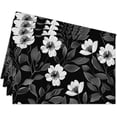 thumbnail image 1 of Cotton Linen Waterproof Placemats Set of 4, Floral Black Dining Mat Table Mats Decor Fabric for Kitchen Dinner Coffee Shop Table, Indoor/Outdoor Washable Wipeable Placemat -N036, 1 of 5