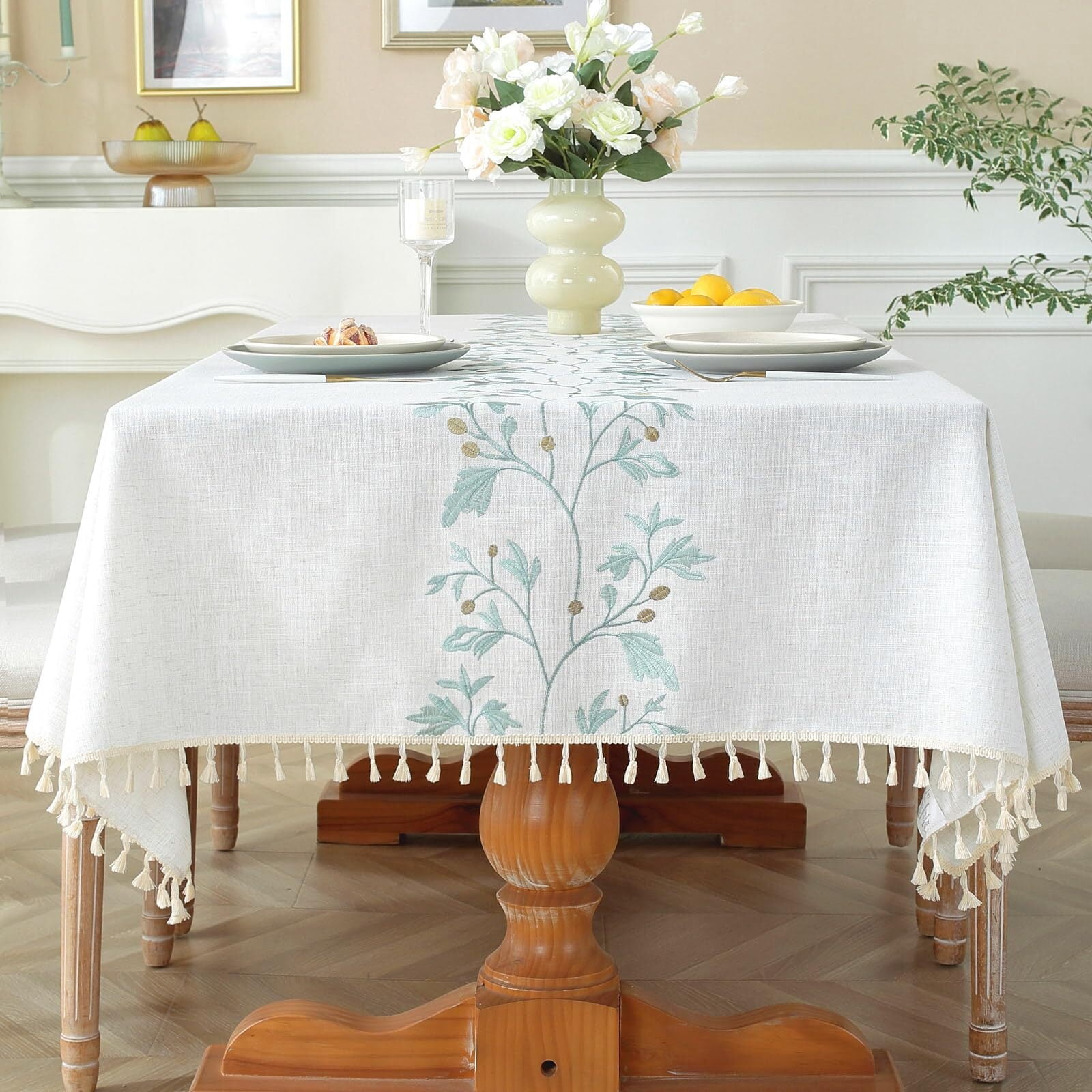 Cotton Linen Waterproof Tablecloth for Dining Rustic Farmhouse Kitchen ...