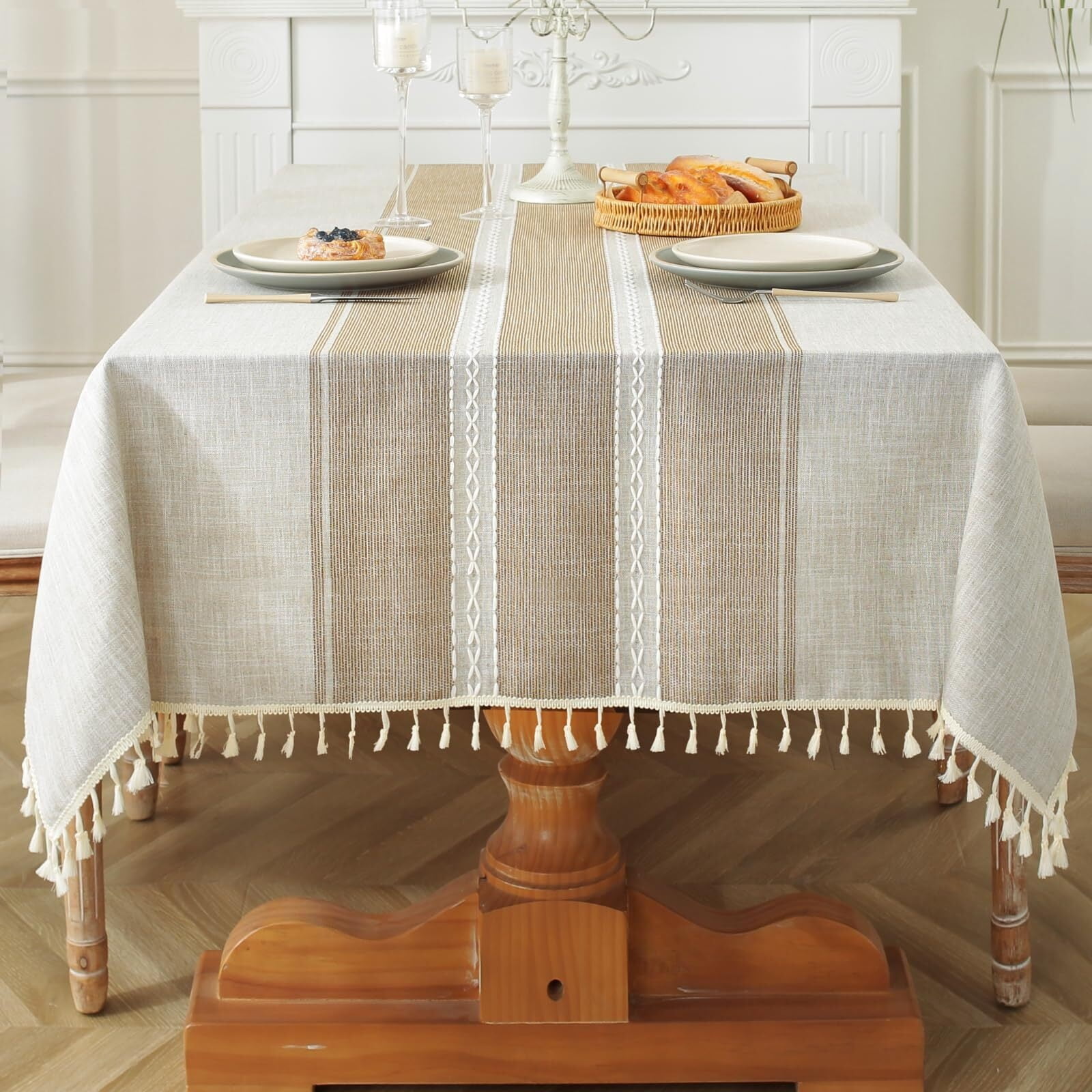 Cotton Linen Waterproof Tablecloth for Dining Rustic Farmhouse Kitchen ...