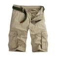 thumbnail image 1 of Cotton Long Cargo Shorts for Men Multi-Pocket Button Zipper Tactical Shorts Casual Work Outdoors Khaki XL, 1 of 3