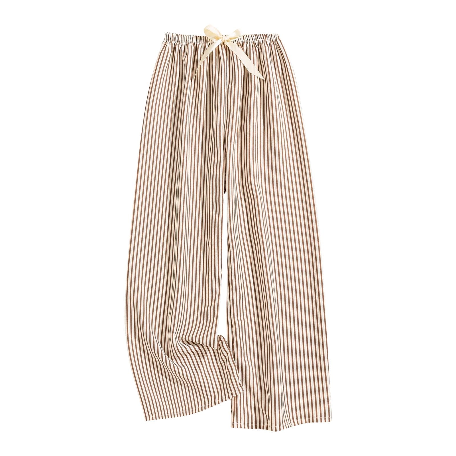 Cotton Long Pants for Womens Summer Stripe Print Sleeping Pant Causal ...
