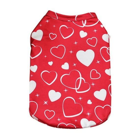 Cotton Love Heart Dog Shirts for Small Dogs Chihuahua Puppy Clothes Tank Vest, Rose Red, XL