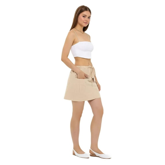Cotton Low-Rise Cargo Skirt