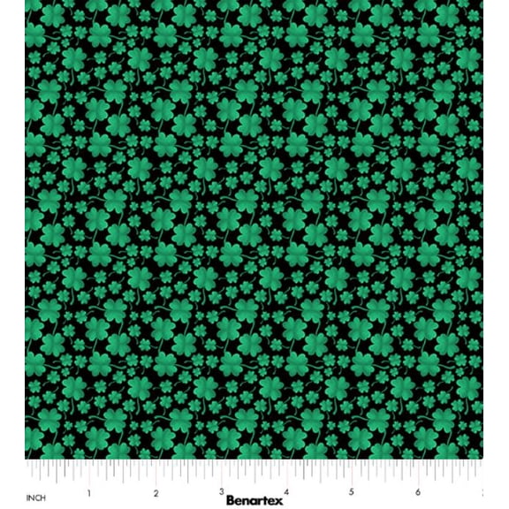 Cotton Luck of the Gnomes Shamrocks Mini Clovers Irish St. Patrick's Day Benartex Cotton Fabric Print by the Yard (12662-12)
