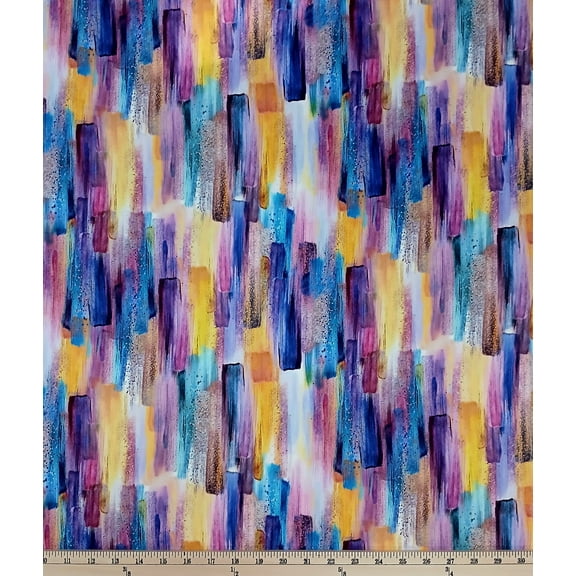 Cotton Luminous Love Painted Look Brushed Patterned Colorful Hoffman California Fabrics Multicolor Cotton Fabric Print by the Yard (25112-437)