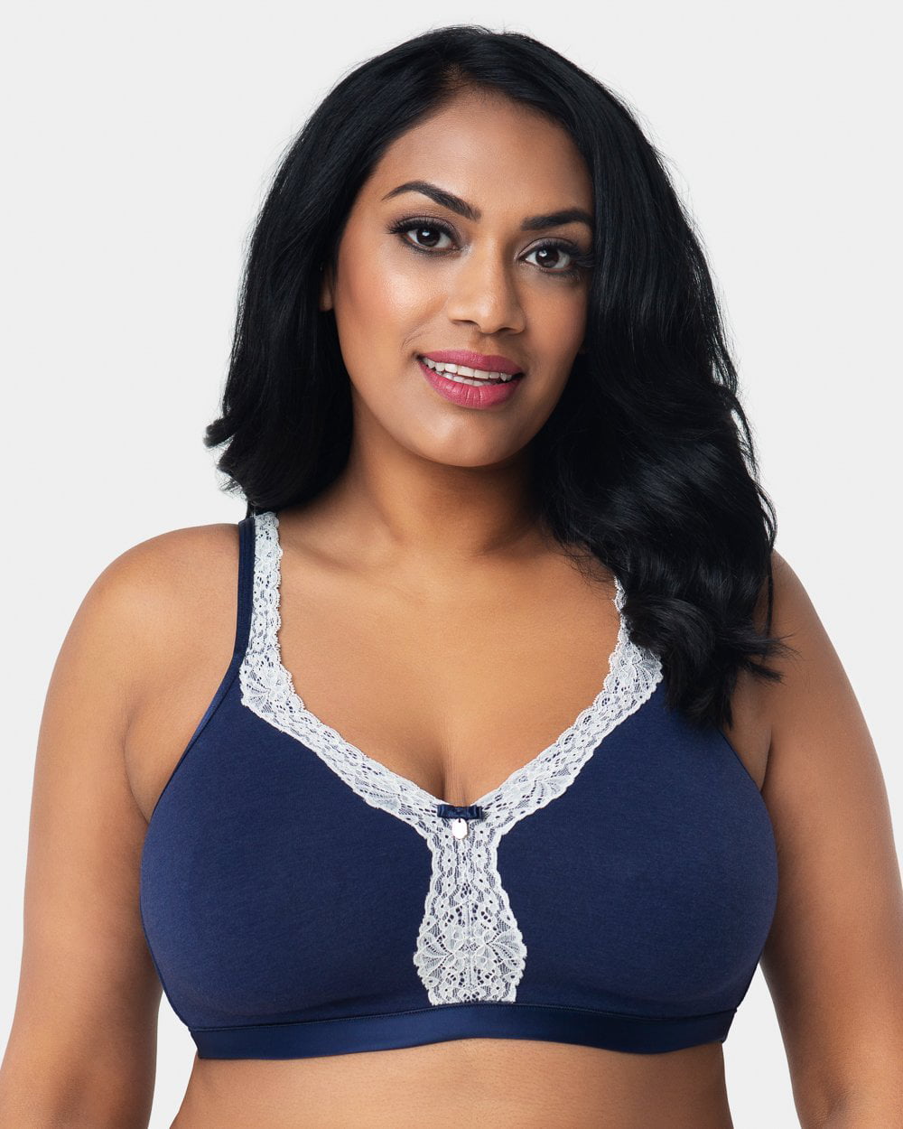Curvy Couture Womens Plus Size Cotton Luxe Unlined Underwire Bra 
