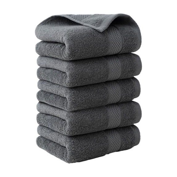 Cotton Luxury 5 Pack Towel Set - Ultra Absorbent and Soft 13 x 28 Inch Premium Hotel Spa Quality Towels for Everyday Bath Use, Gray