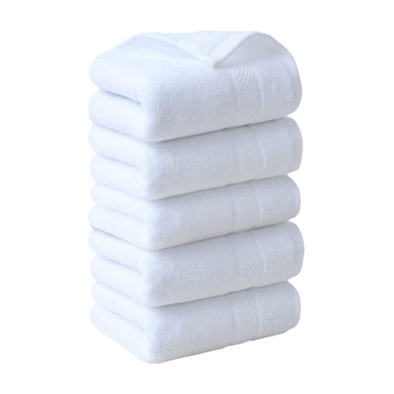 Cotton Luxury 5 Pack Towel Set - Ultra Absorbent and Soft 13 x 28 Inch Premium Hotel Spa Quality Towels for Everyday Bath Use, White