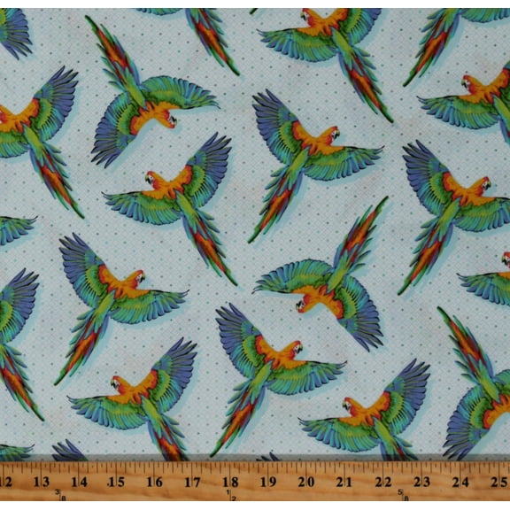 Cotton Macaws Parrots Tropical Birds Tula Pink Daydreamer Collection Macaw You Later in Cloud Cotton Fabric Print by the Yard (PWTP170.CLOUD)