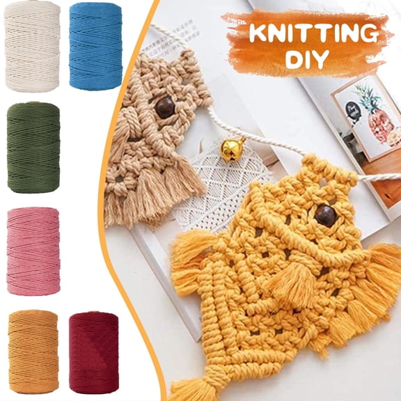 Cotton Macrame Cord 3mm Natural Craft Rope - DIY Cotton String for Knitting Weaving, 109 Yards Bulk Roll for Wall Hanging Plant Hanger Jewelry Making, Multipurpose Soft Twine