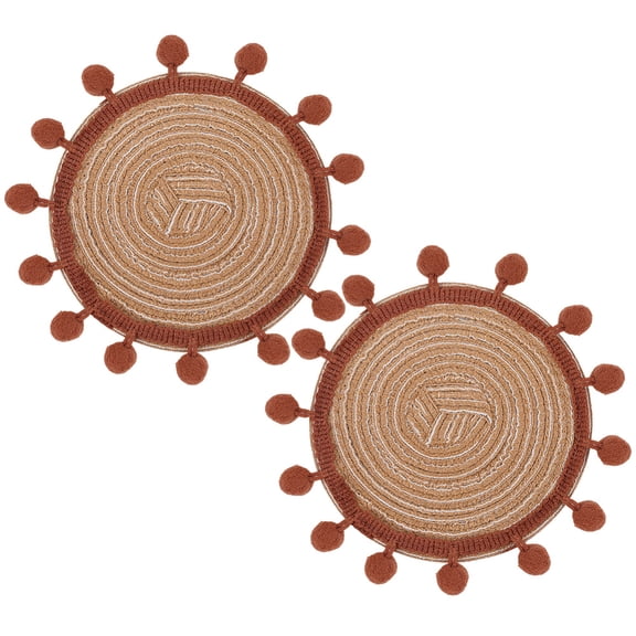 Cotton Macrame Cup Mats Handmade Coaster Round Sienna 130mm 2pcs/set DIY