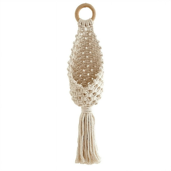 Cotton Macrame Plant Hangers Wood Ring Boho Style Hanging Planter Baskets Wall Decorative Flower Air Plant Pot Holder Beige 600mm