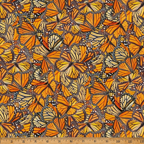 Cotton Mariposa Masterpiece Butterflies Butterfly Monarchs Allover Wings Hoffman California Fabrics Monarch Cotton Fabric Print by the Yard (W5462-278MONARCH)