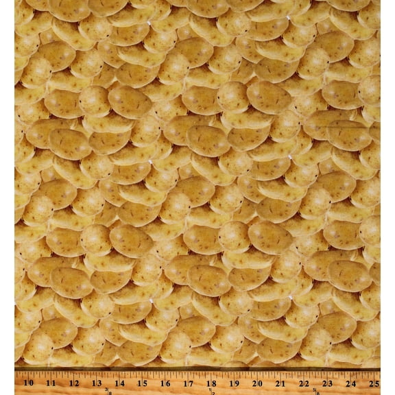Cotton Maritime Yukon Gold Potatoes Food Produce Vegetables Veggies Cotton Fabric Print by the Yard (131426)