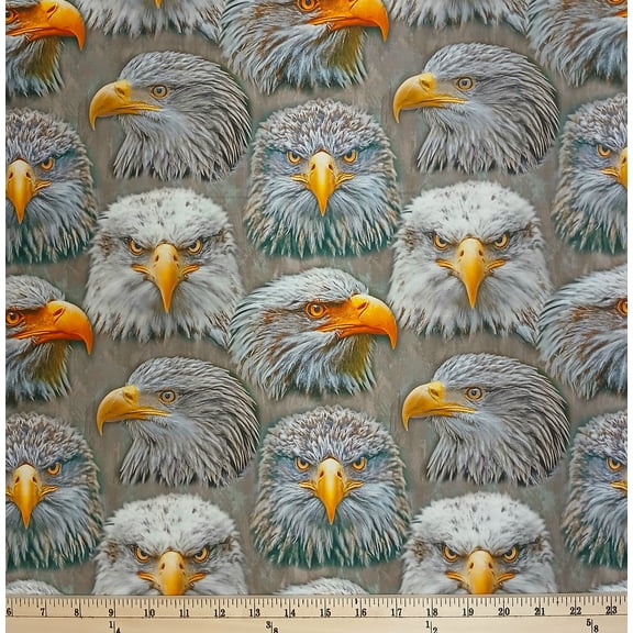 Cotton Mascot Madness Eagles Birds Bald Eagle Heads Beaks Animals Sykel Enterprises Cotton Fabric Print by the Yard (10558-EAGLES)