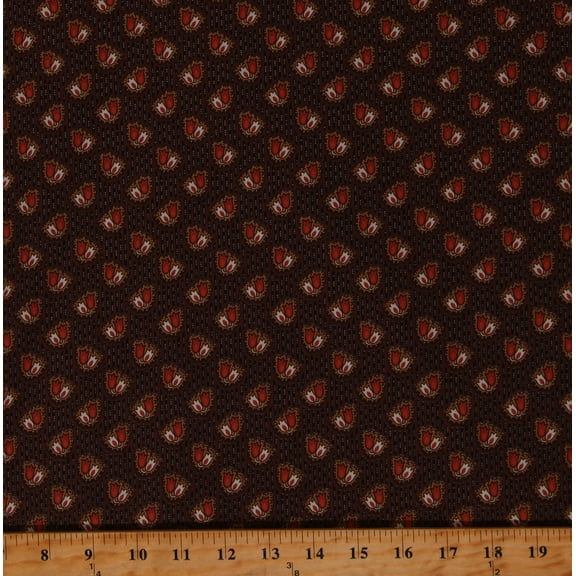 Cotton Material Madders Sheryl Johnson Plants Flowers Designs Patterned Historical Brown Cotton Fabric Print by the Yard (R310420-BROWN)