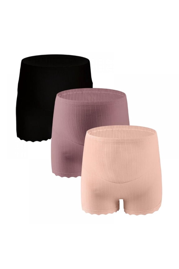 Cotton Maternity High Waist Panties Boys Shorts Trimmed Belly Support Maternity Panties 3 Pack