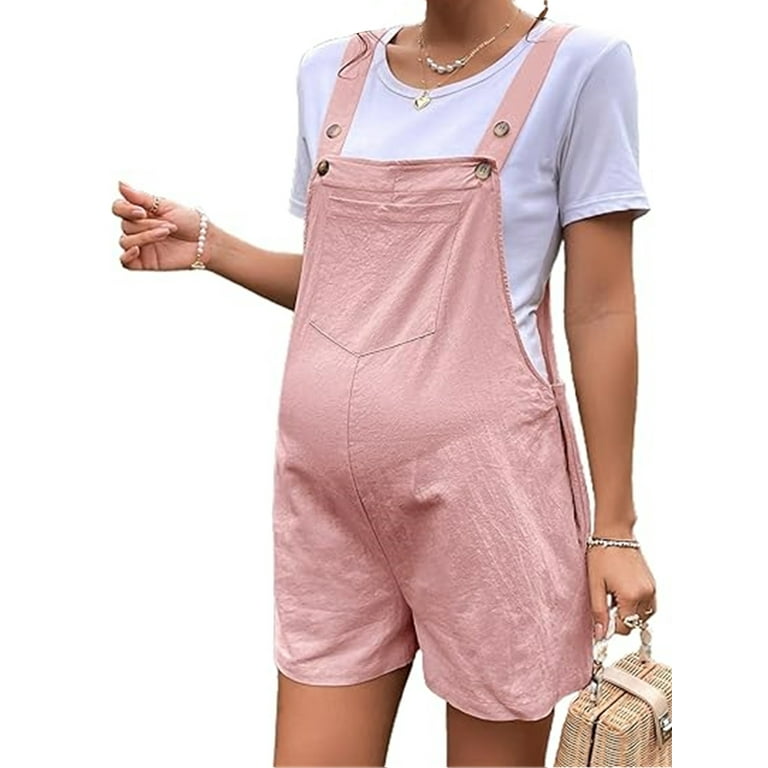 Cotton Maternity Overalls Shorts for Women Pregnancy Casual Sleeveless Jumpsuits Romper with Pocket Walmart