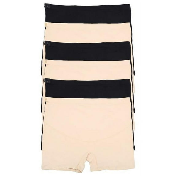 Cotton Maternity Shorts with Adjustable Waistband - Black & Beige, Small & Medium, Pack of 30