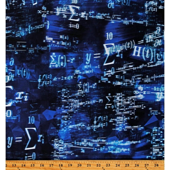 Cotton Math Mathematics Equations Formulas Sci-FI Computers Crack the Code Blue Cotton Fabric Print by the Yard (T4932-19-Navy)