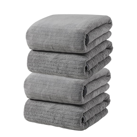 Cotton Medium Weight Bath Sheets, for Guest Bath, Bathroom, Shower, Spa, Plush Towels, Essentials, Waffle Textured Stripes, Oversized Towels, Set of 3
