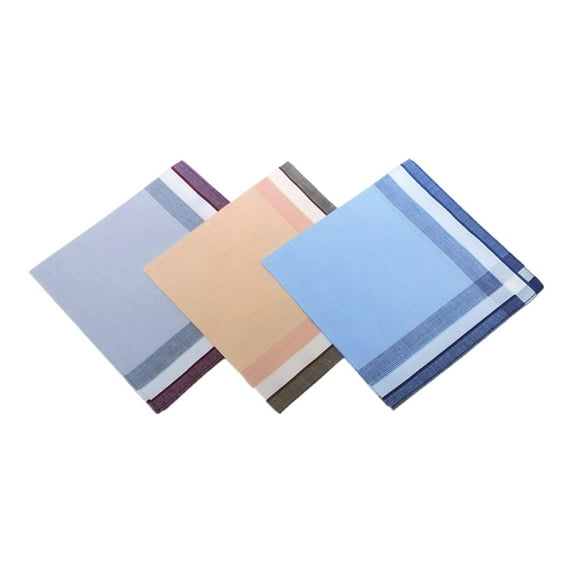 Cotton Men Handkerchiefs Grandfathers 16inch Gentlemen Pocket Square Hankies Style F 3Pcs