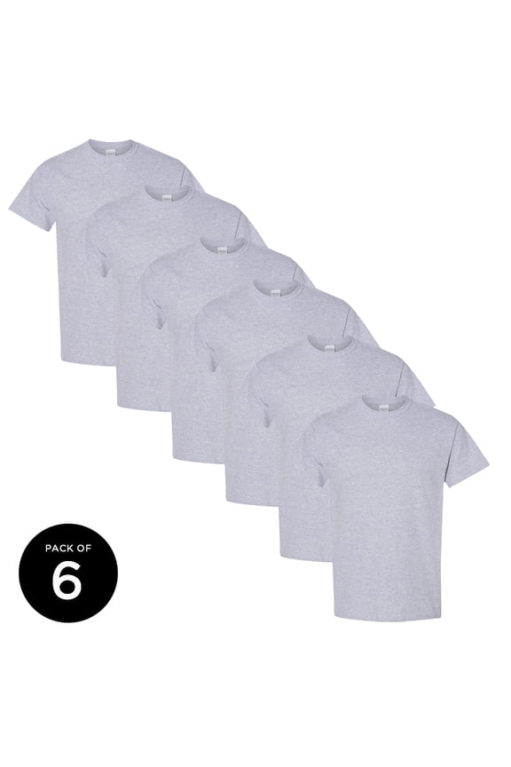 Cotton Men T-Shirt Gildan Pack of 6 Black Gray Color