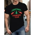 thumbnail image 1 of Cotton Men's Christmas Drinking Team Graphic Tee T Shirt Top Short Sleeve Round Neck Breathable Black S-5XL, 1 of 5