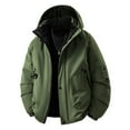 thumbnail image 1 of Cotton Men's Winter Coats Hood Green Plain Rain Jacket Lightweight Warm Waterproof Men's Clothing, 1 of 2