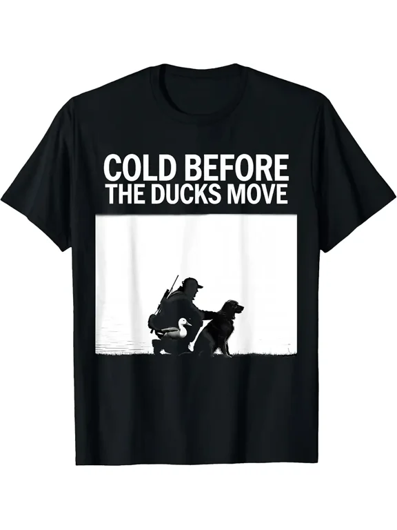 Cotton Men's Women's Tee Shirt Cold Before The Ducks Move Hunting Silhouette Graphic Outdoor Adventure Gift For Hunters