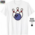thumbnail image 1 of Cotton Mens Bowling Ball Graphic Comfortable Tee T Shirt Tops Short Sleeve Round Neck White S-5XL, 1 of 4