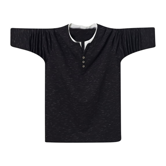 Cotton Mens Long Sleeve Plus Size Shirt Collar Lapel Solid Color Casual Loose Button Up Basic Golf Work Blouse Tops,Black 4,3XL