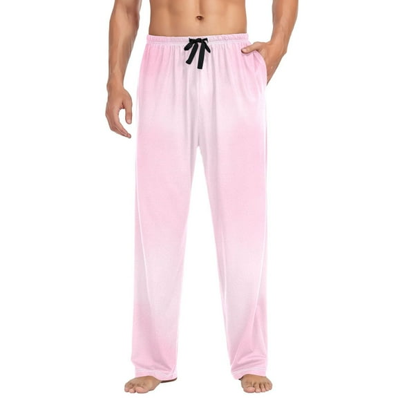 Cotton Mens PJ Pajama Pants Bottoms Waistband Sleepwear with Pockets Dreamy Pastel Pink