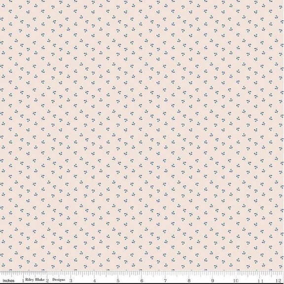 Cotton Mercantile Sweet Background Demin Small Flowers Patterned Riley Blake Cotton Fabric Print by the Yard (C14405-denim)