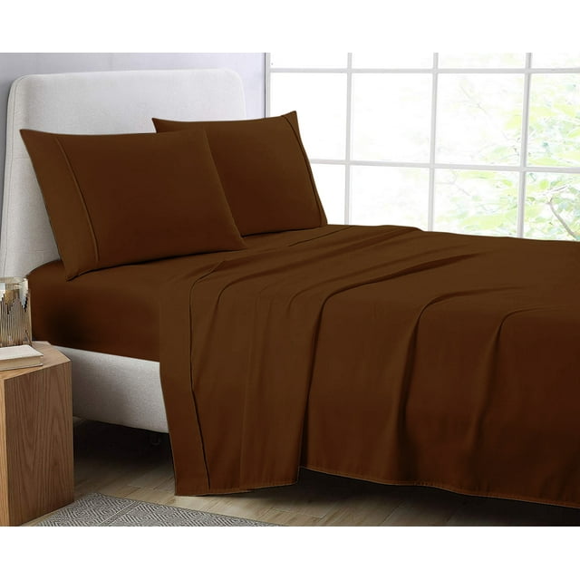 Cotton Metrics 21 Inch Queen 4pc Sheet Set Brown 600TC 100 Organic