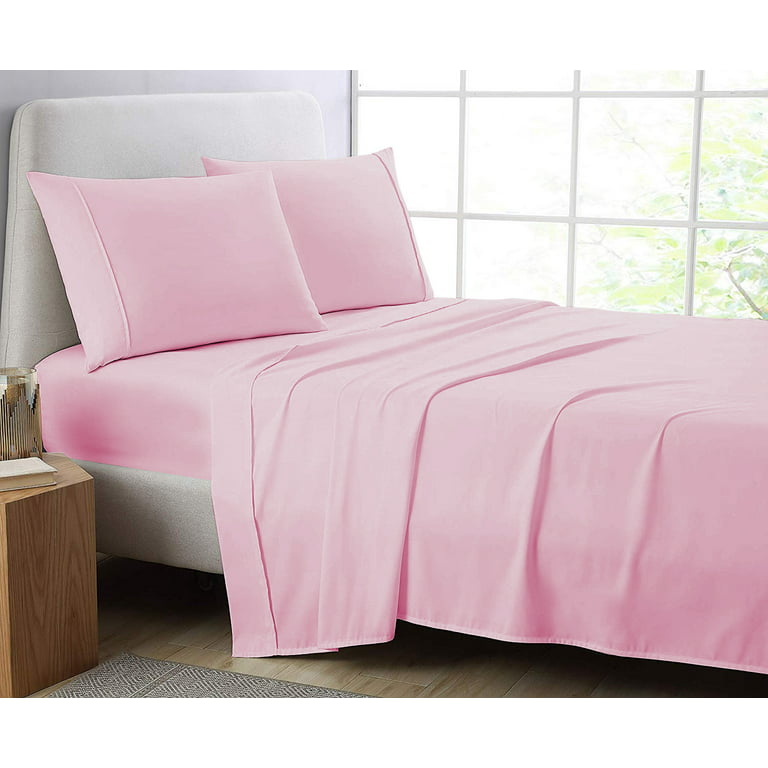 Cotton Metrics 21 Inch Queen 4pc Sheet Set Pink 600TC 100% Organic Cotton  Queen Size Bedding Set, Soft Sheets (Queen, Pink)