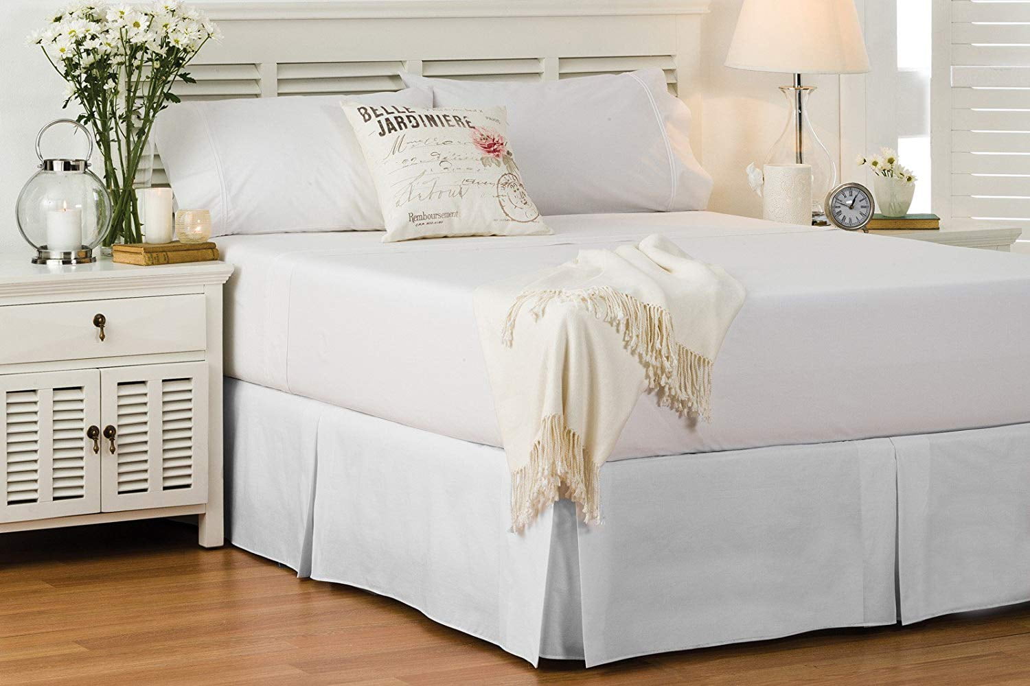 Cotton Metrics Bed Skirt Full Size 100% Organic Cotton 800 Thread Count Premium Tailored Fit 1pc Bedskirt Full size 18" Drop Length White Solid