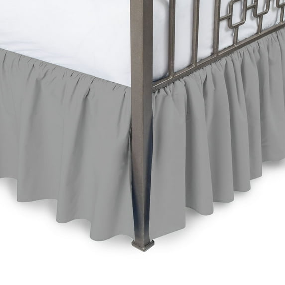 Cotton Metrics Bed Skirt Full Size 100% Organic Cotton 800TC 1pc Dust Ruffle Bedskirt Full Size 24" Drop Length Silver Grey Solid
