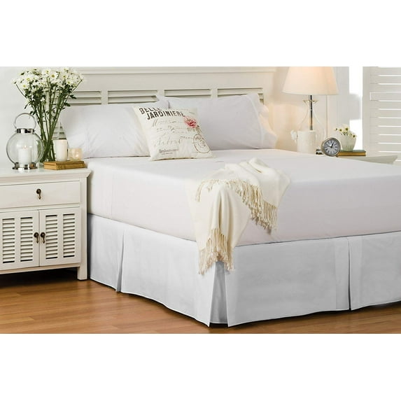 Cotton Metrics Bed Skirt King Size 100% Organic Cotton 800 Thread Count Premium Tailored Fit 1pc Bedskirt King size 18" Drop Length White Solid